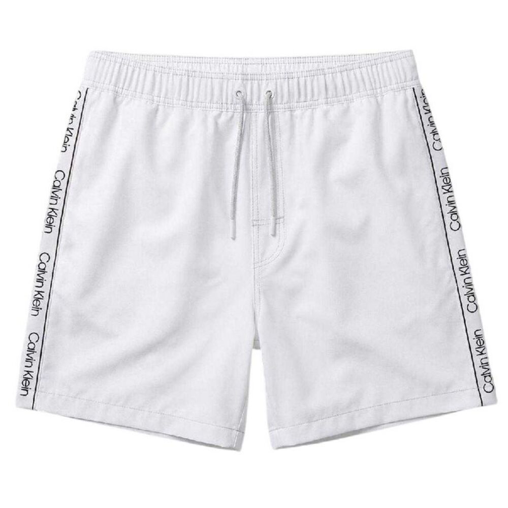 Calvin Klein Mens Logo Swim Shorts / White